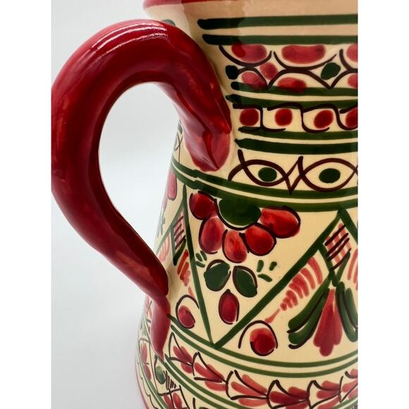 CASAS Spanish Sangria Pitcher Red Green Cream Glaze Pottery - Picture 7 of 7